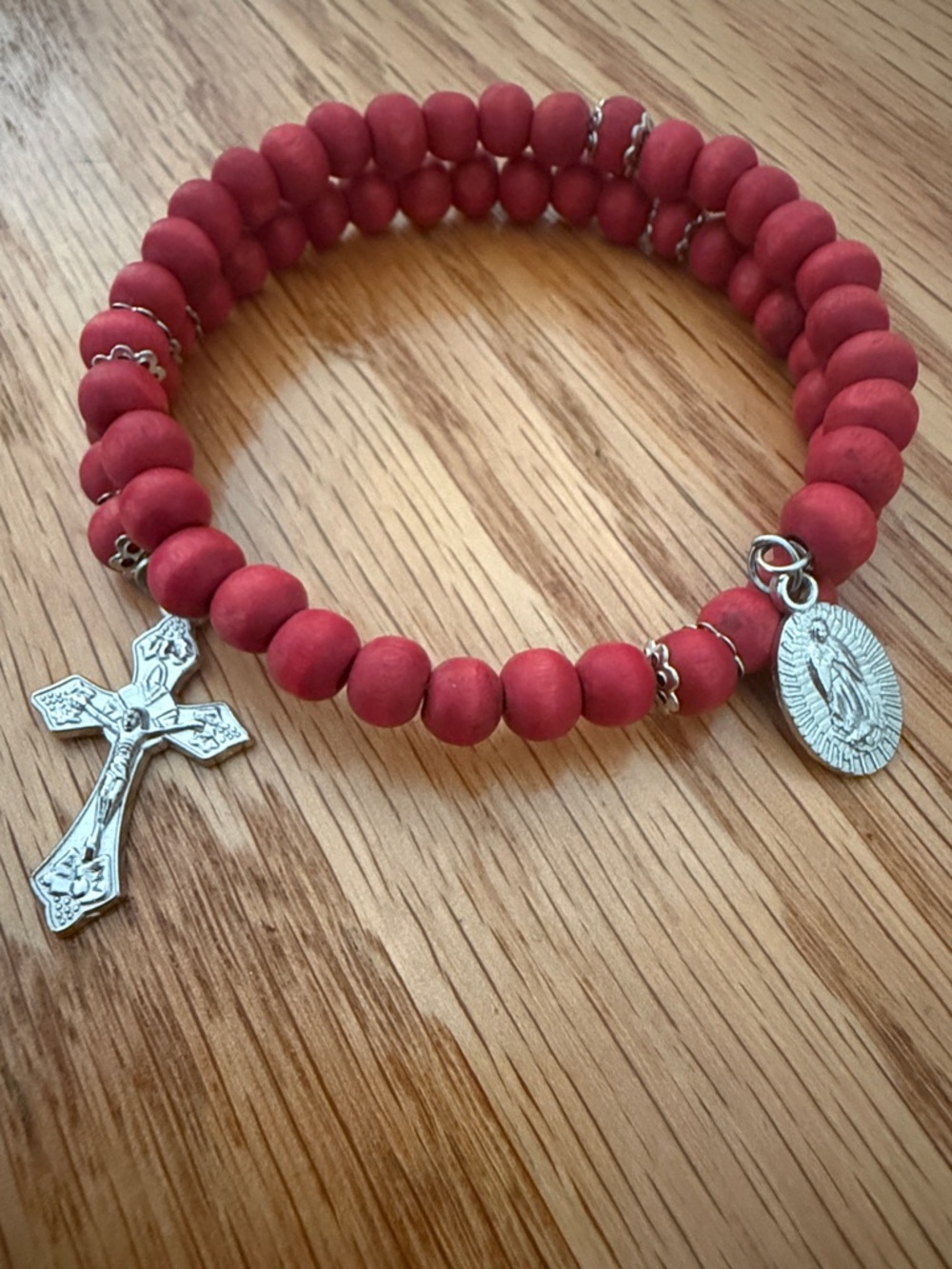 NWOT Rosary Rose Wrap Beaded Bracelet religious gift for her